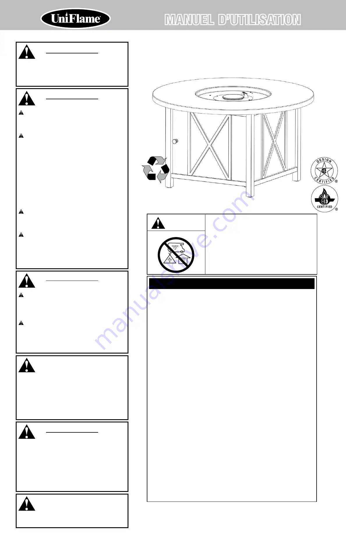 Uniflame GAD1362 Series Owner'S Manual Download Page 11