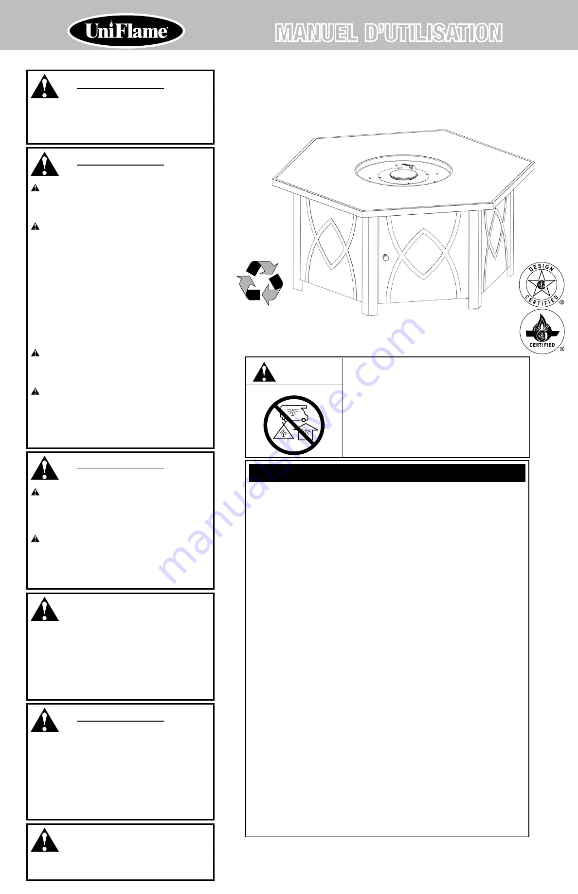 Uniflame GAD1380 Series Owner'S Manual Download Page 11