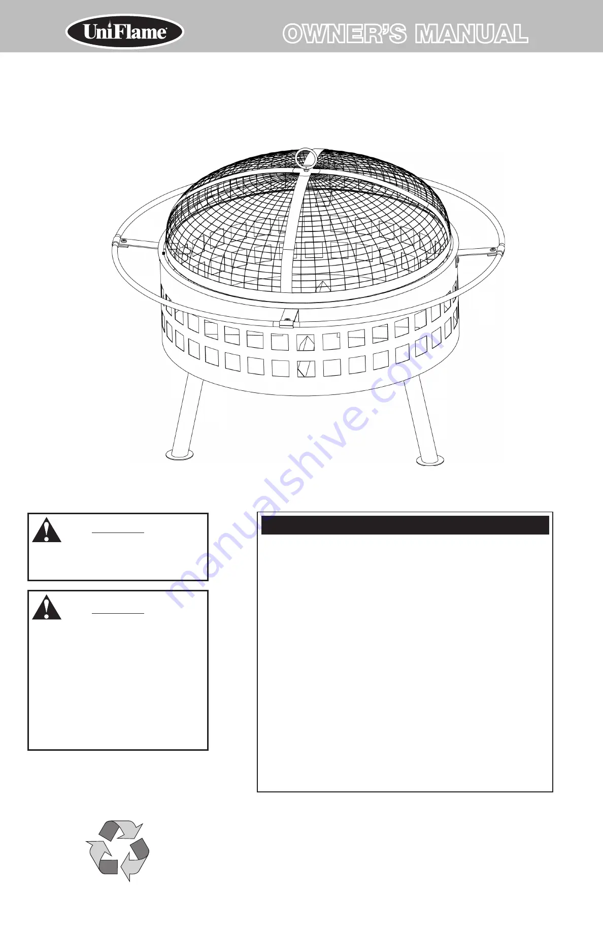 Uniflame WAD997SP Скачать руководство пользователя страница 1