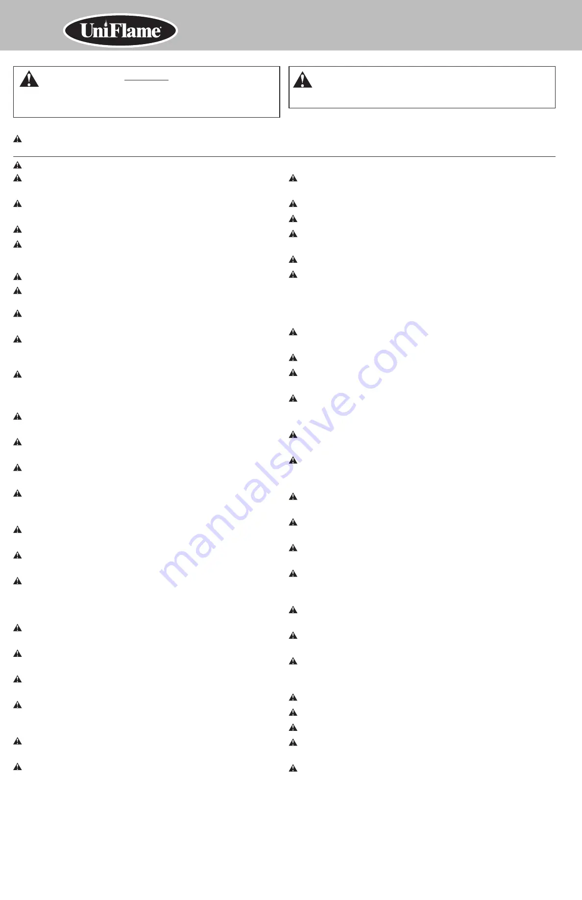 Uniflame WAF1060W-C Owner'S Manual Download Page 2