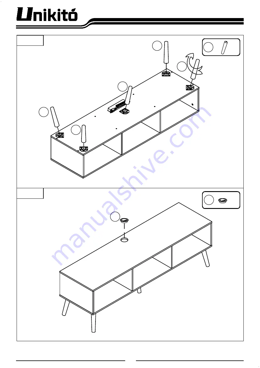 Unikito TV Stand with Bag Drawers Assembly Instruction Manual Download Page 8