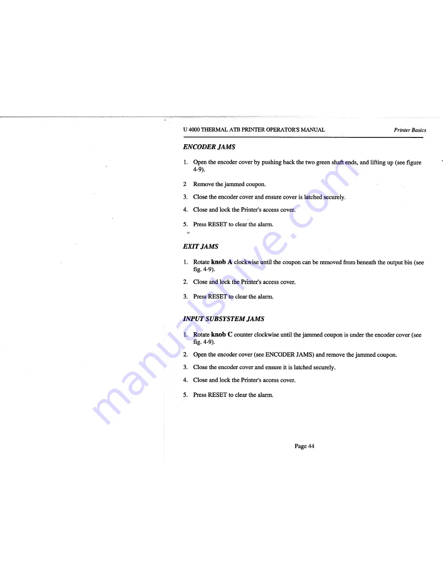 Unimark U 4000 Operator'S Manual Download Page 48