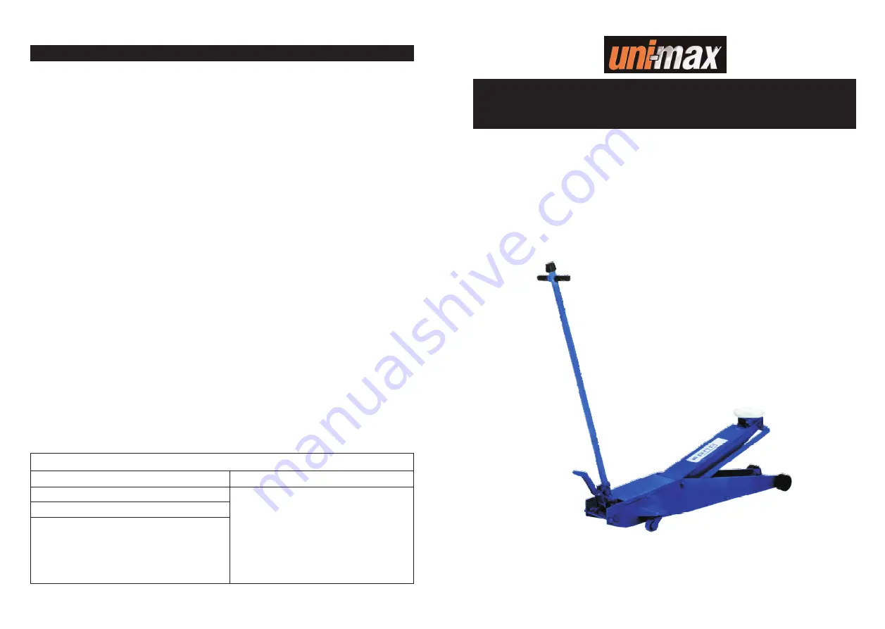 Unimax HJ-2/800 User Manual Download Page 1