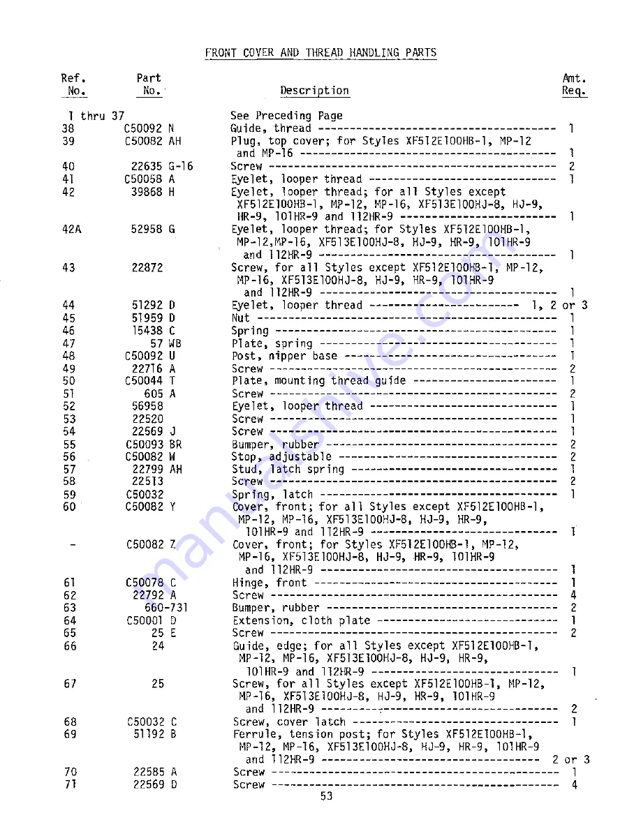 UnionSpecial XF511B100MF Manual Download Page 53