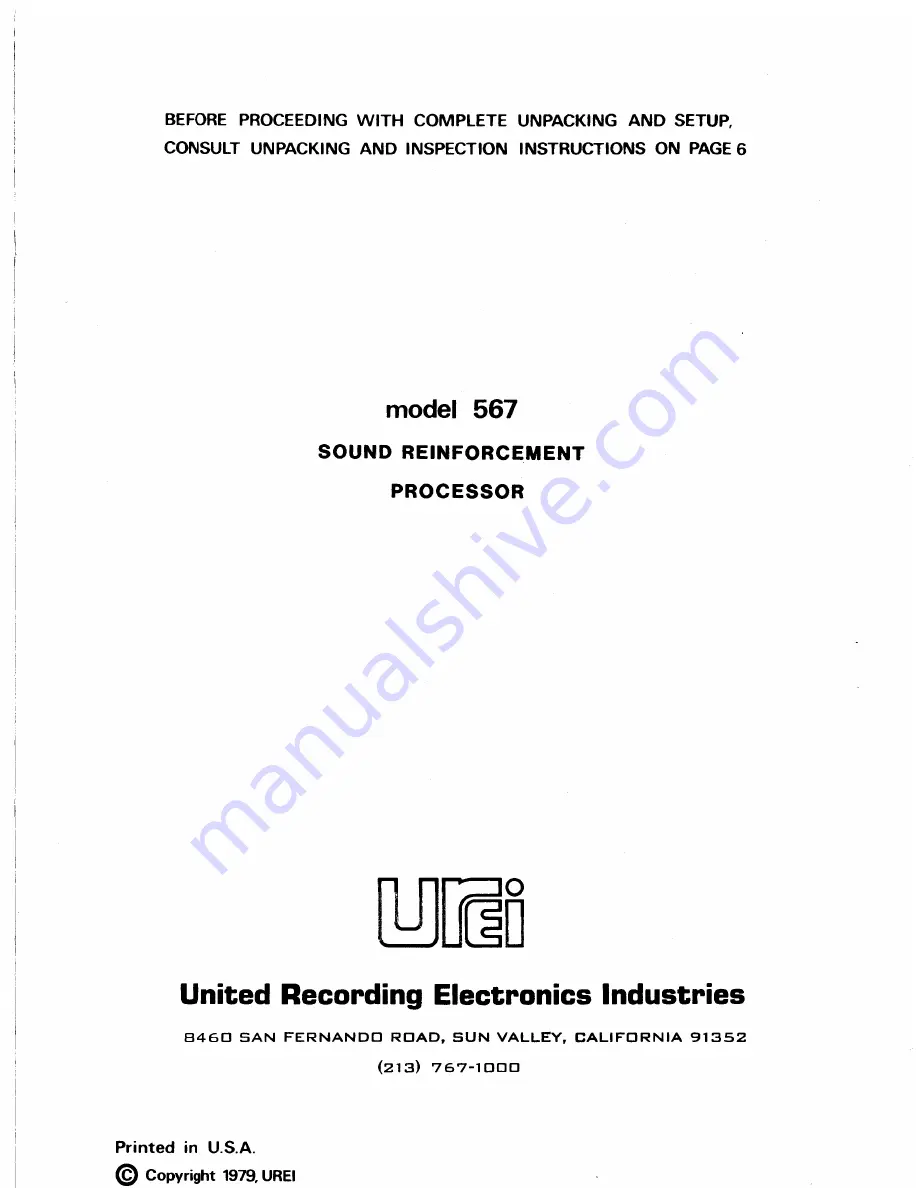 Universal Audio 567 User Manual Download Page 1