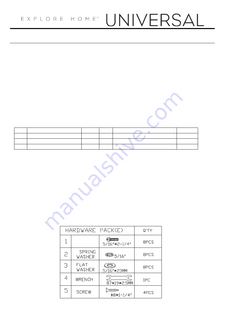 Universal Furniture 475-802 Instruction Sheet Download Page 1