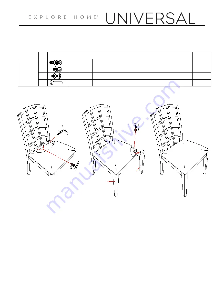 Universal Furniture Explore Home 414634 Instruction Sheet Download Page 2