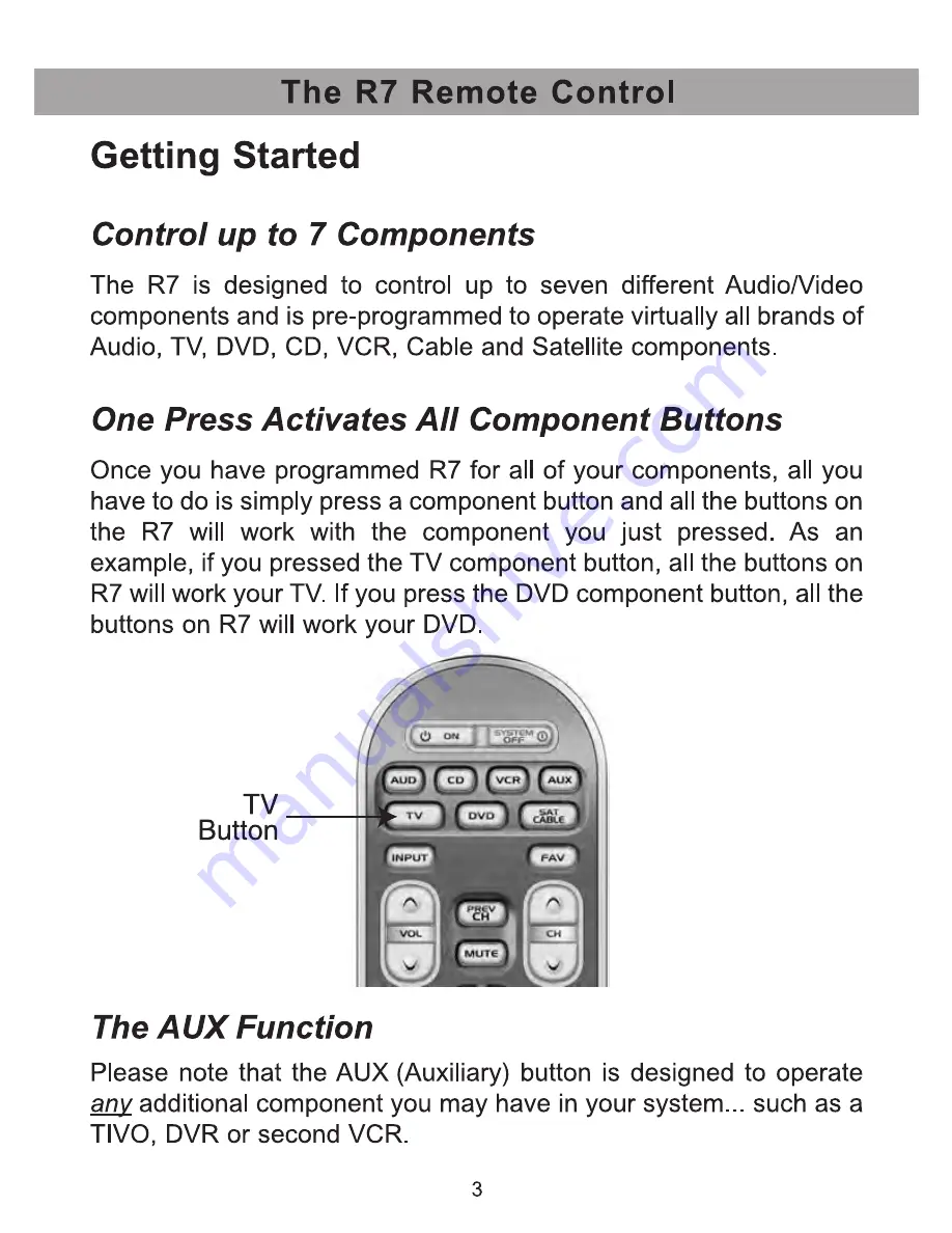 Universal Remote Control R7 - SPECS SHEET Скачать руководство пользователя страница 5