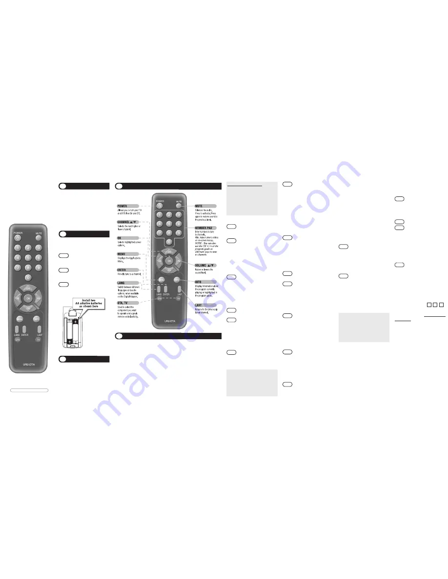 Universal Remote Control UR2-DTA Operating Instructions Download Page 1