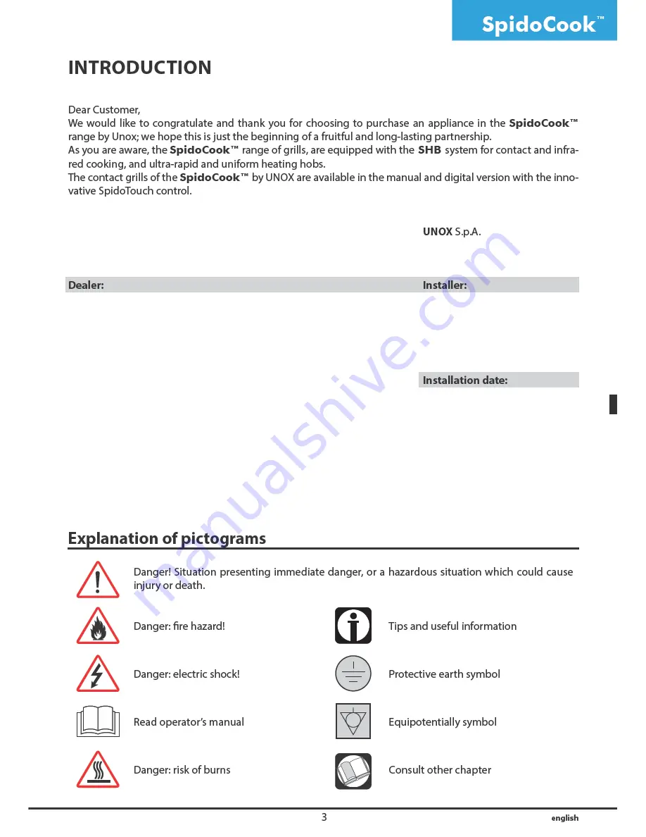 Unox SpidoCook XP Series Скачать руководство пользователя страница 3