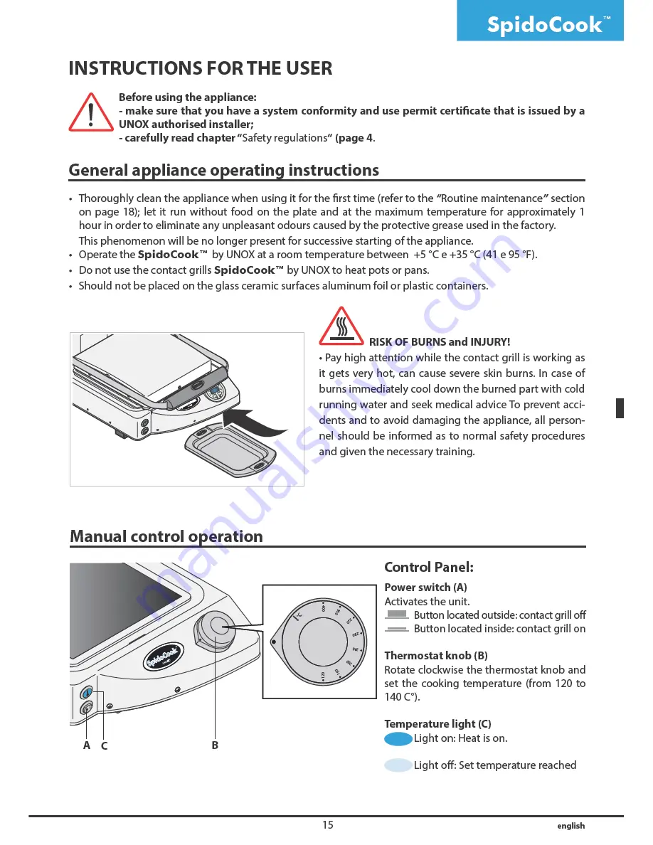 Unox SpidoCook XP Series Скачать руководство пользователя страница 15