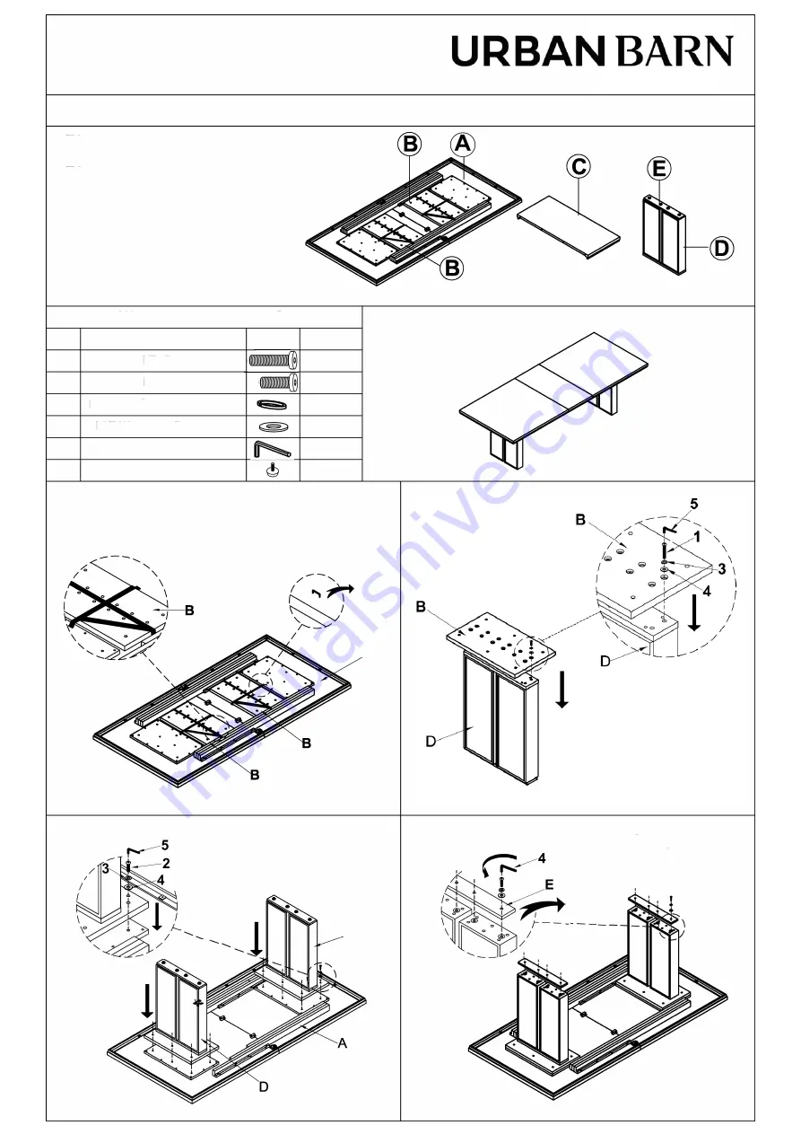 Urban Barn PAULSEN EXTENSION DINING TABLE Assembly Instructions Download Page 3