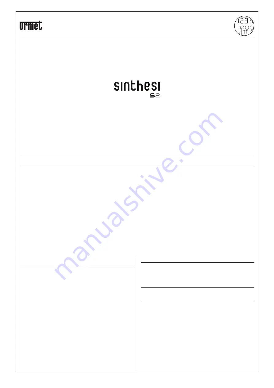 urmet domus 1083/19 Quick Start Manual Download Page 1