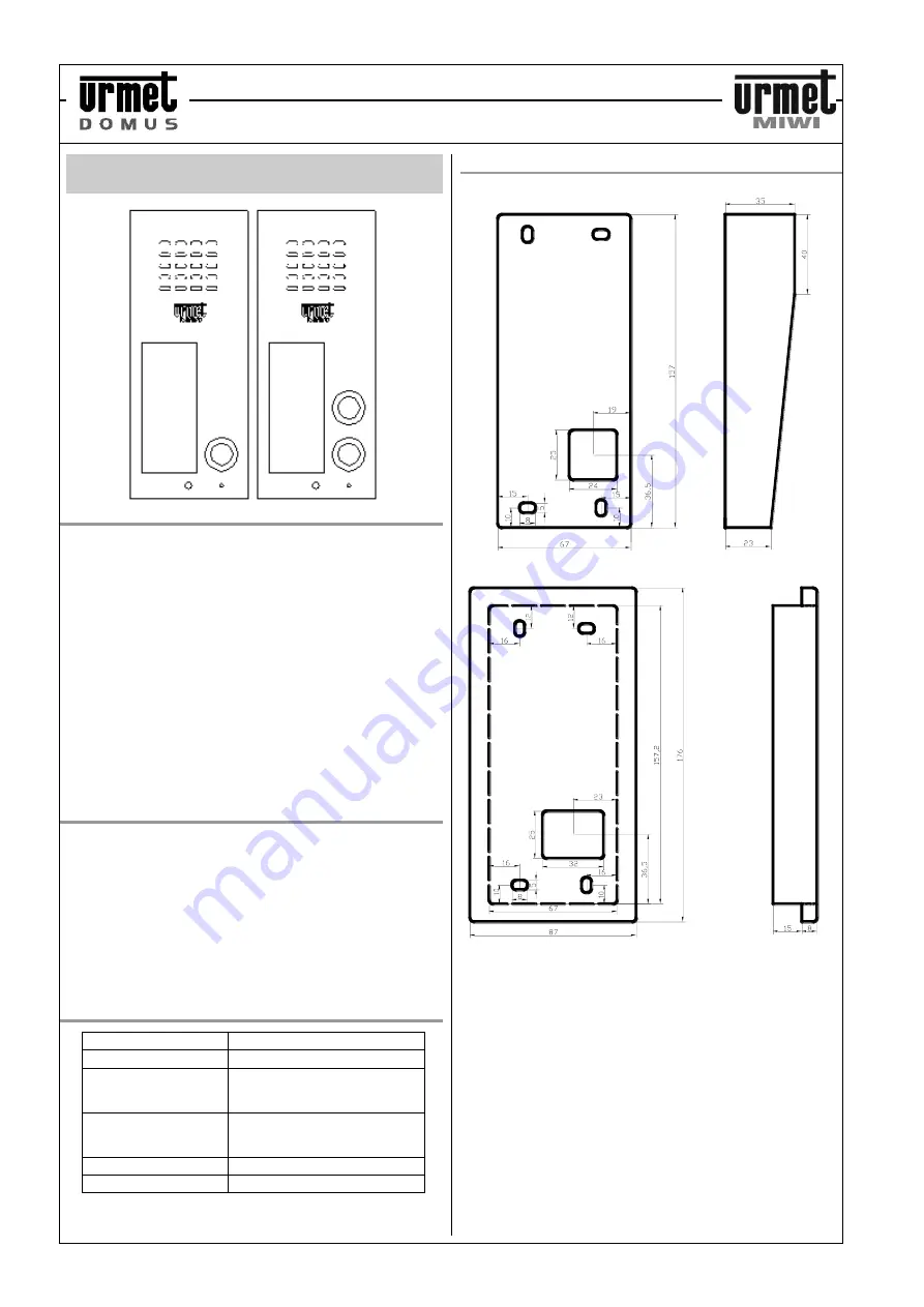 urmet domus 6025/401 Quick Start Manual Download Page 2