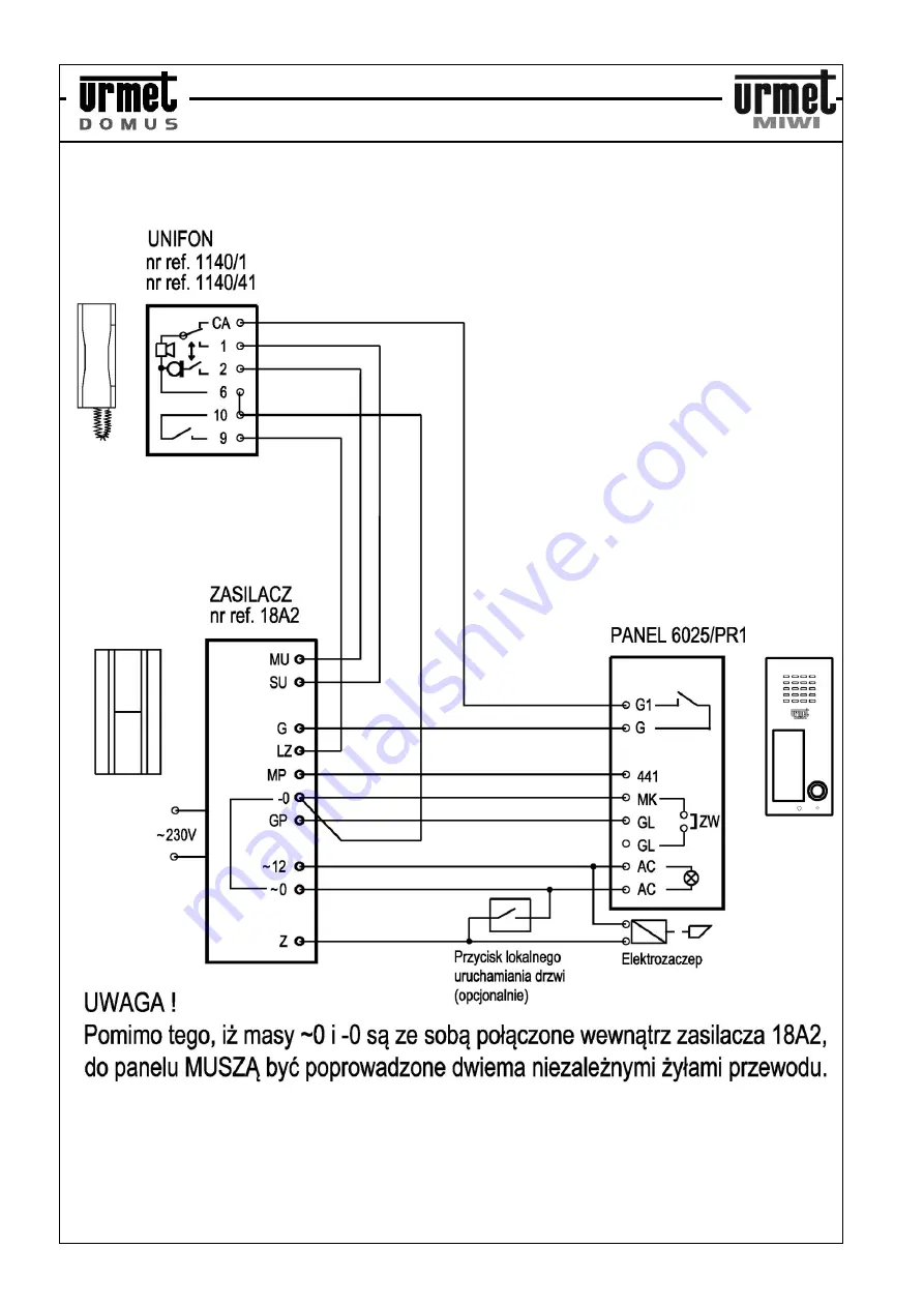 urmet domus 6025/401 Quick Start Manual Download Page 8