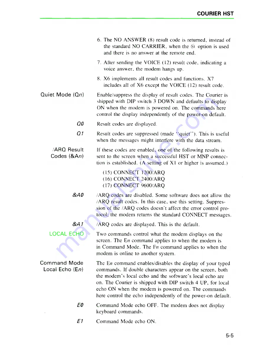 US Robotics COURIER HST User'Smanual Download Page 42