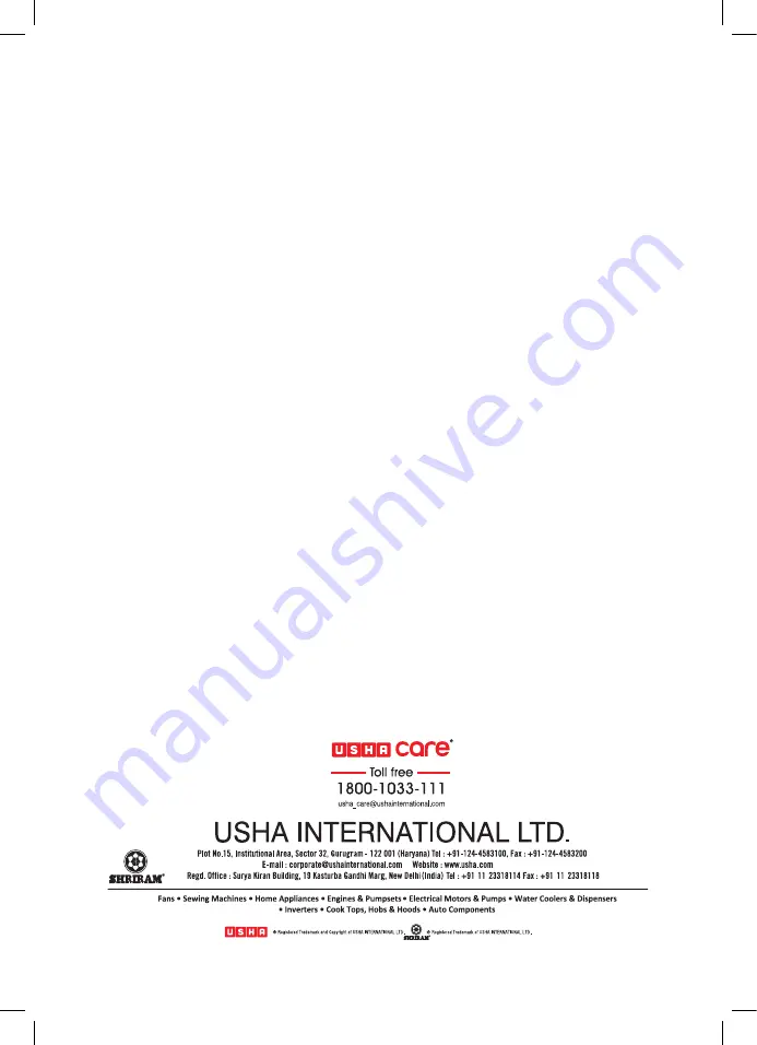 usha EI-3710 Instruction Manual Download Page 8