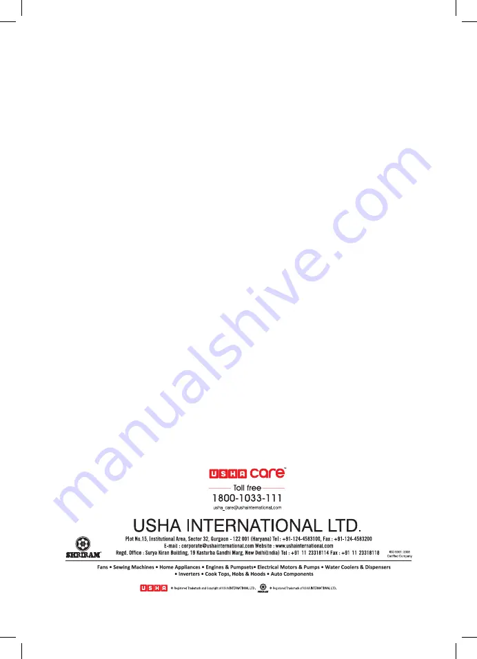 usha MG 2573 Instruction Manual Download Page 12