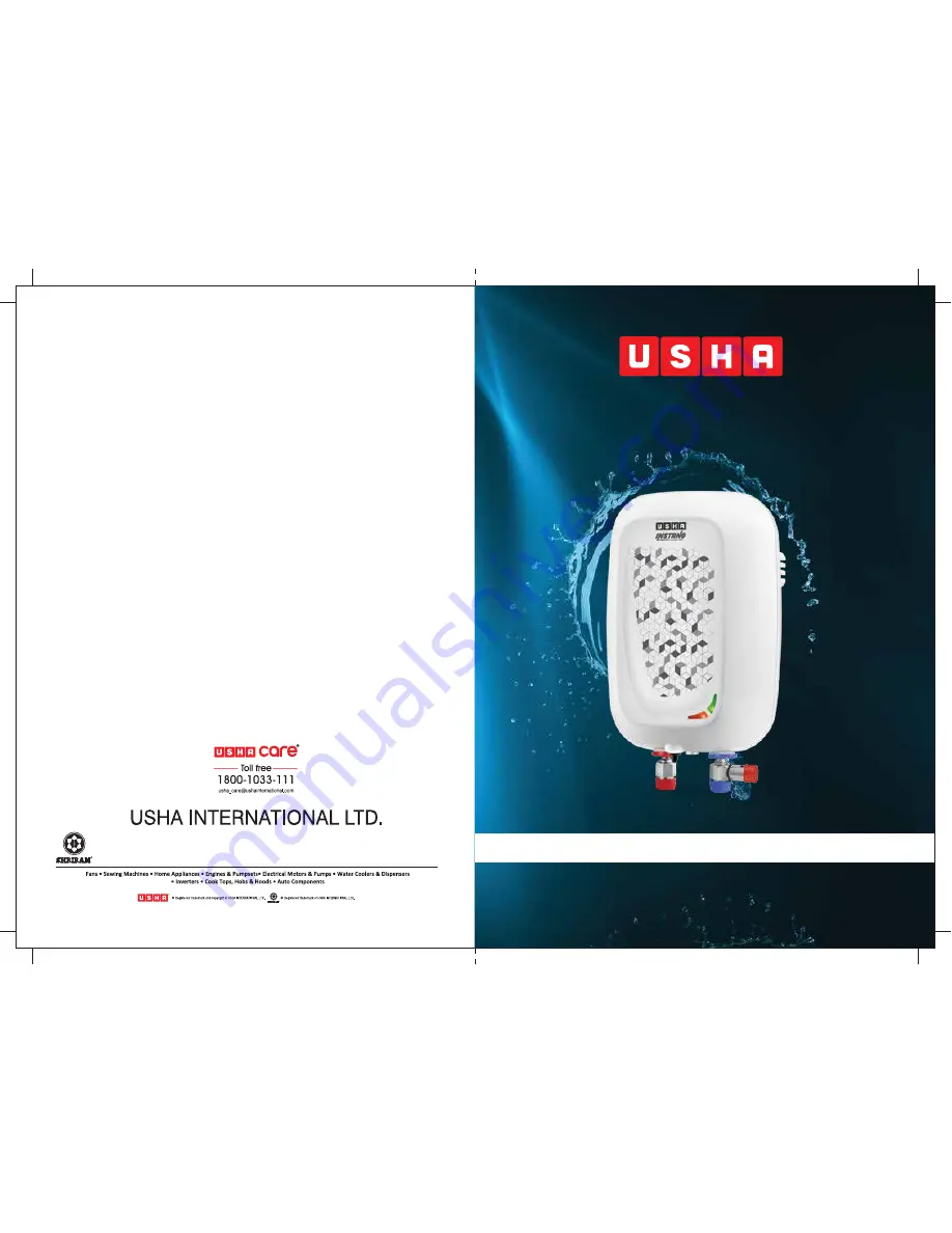 usha Usha Instant Water Heater Instruction Manual And Warranty Card Download Page 1