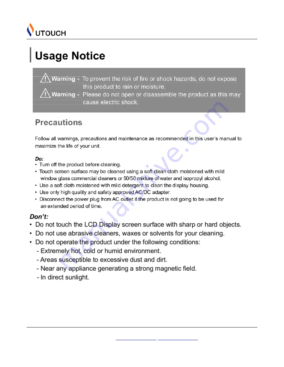 utouch TPMF-173 Series User Manual Download Page 4