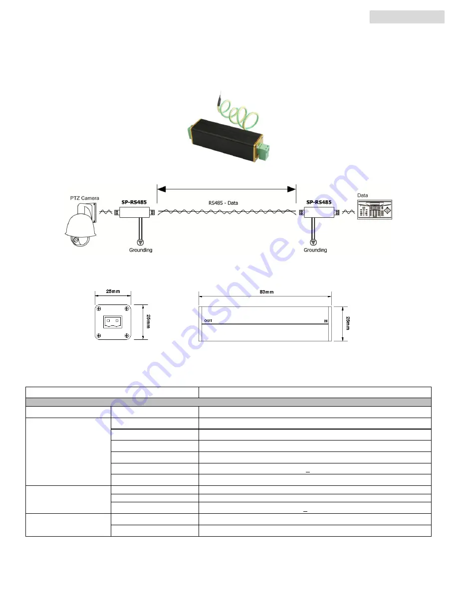 UTP BALUN SP-RS485 User Manual Download Page 1