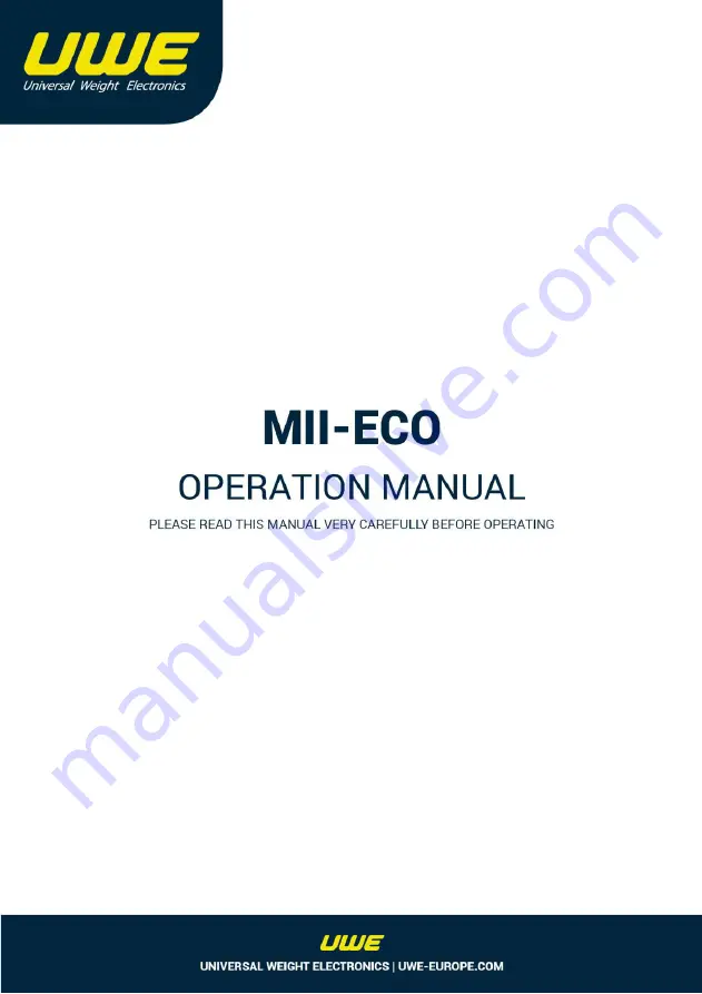 UWE MII-ECO Operation Manual Download Page 1