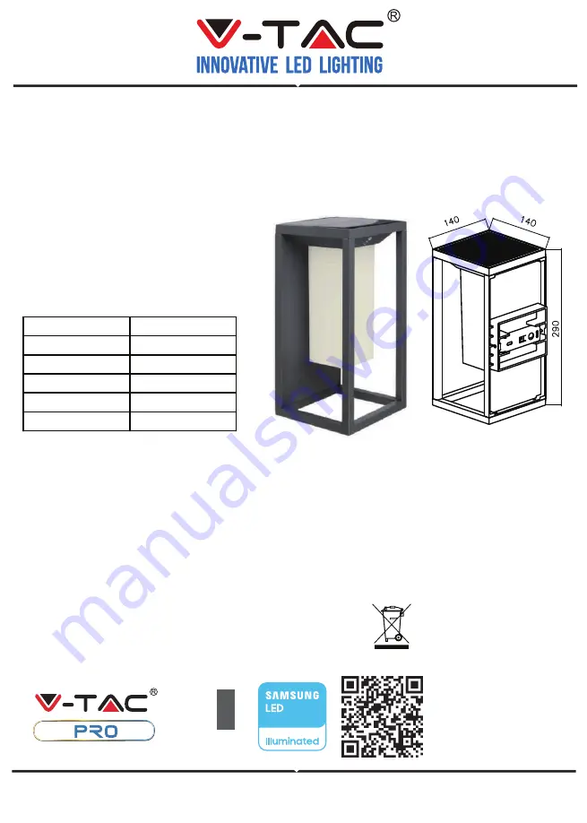 V-TAC 784 Installation Instruction Download Page 1