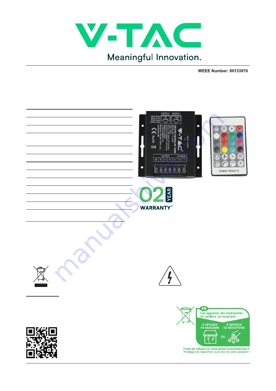 V-TAC VT-2424 Instruction Manual Download Page 1