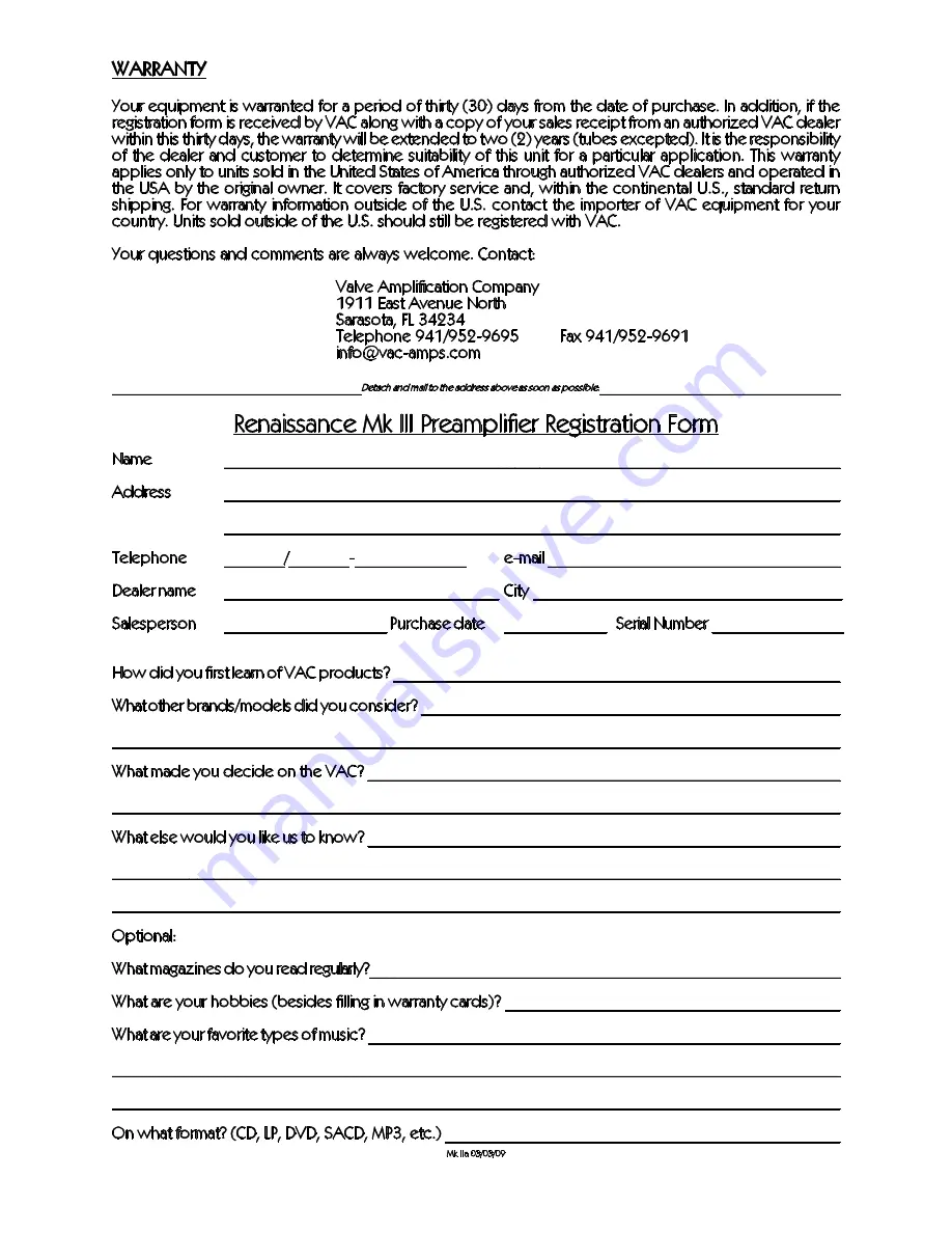 VAC Renaissance Mk II Operation & Maintenance Information Download Page 13