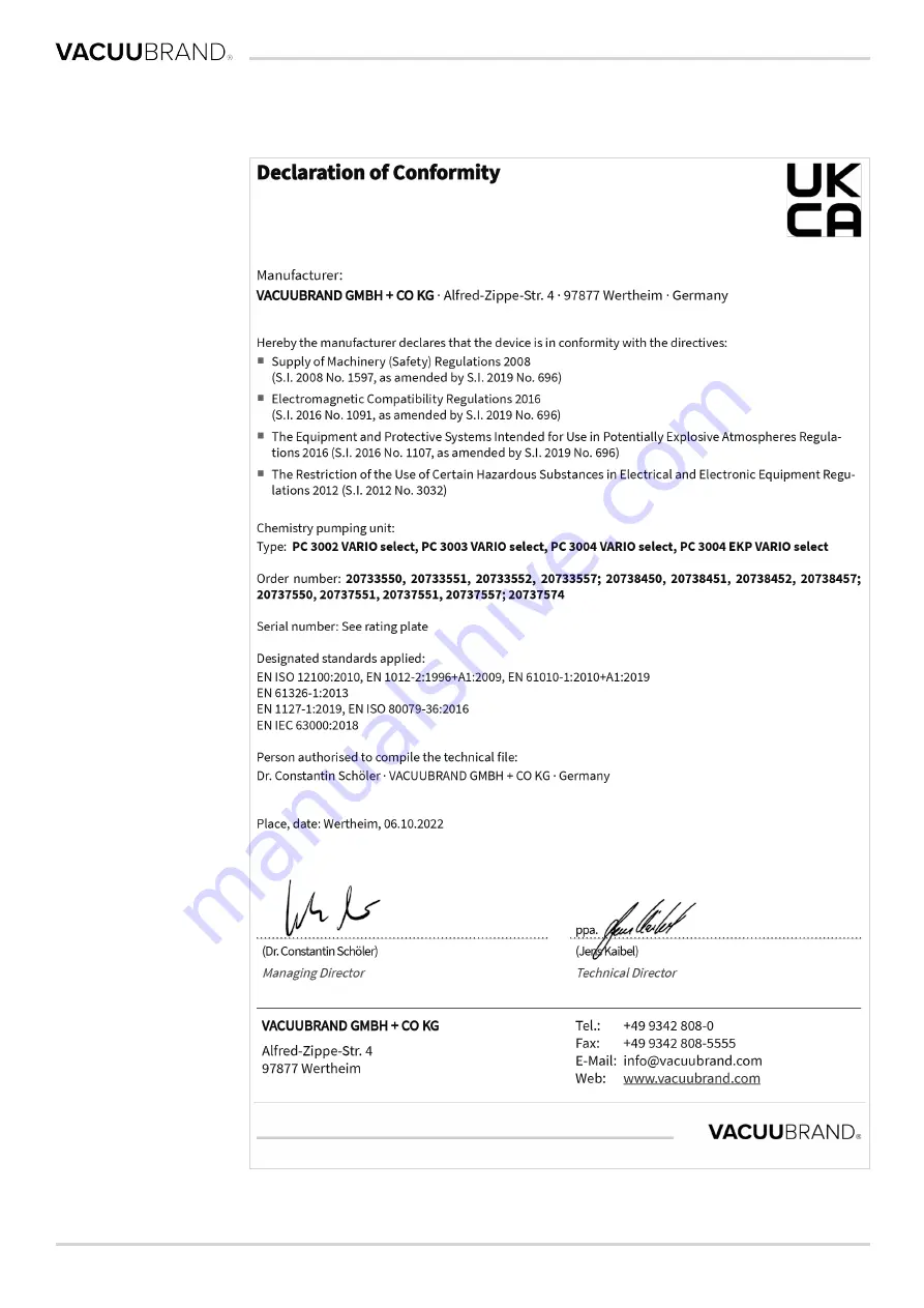 vacuubrand PC 3002 VARIO select Instructions For Use Manual Download Page 83