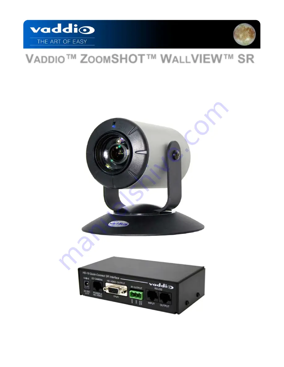 VADDIO ZOOMSHOT WALLVIEW SR 999-6918-001 Скачать руководство пользователя страница 1