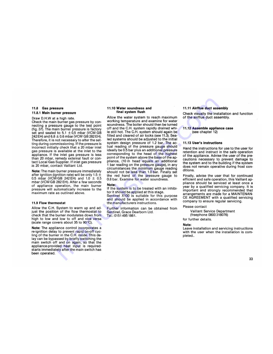 Vaillant VCW GB 242 EB Instructions For Installation And Servicing Download Page 33