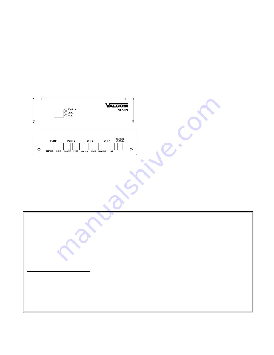 Valcom IP Solutions VIP-824 User Manual Download Page 3