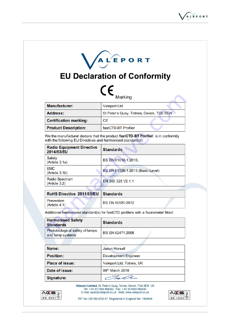 Valeport fastCTD Profiler Operating Manual Download Page 32