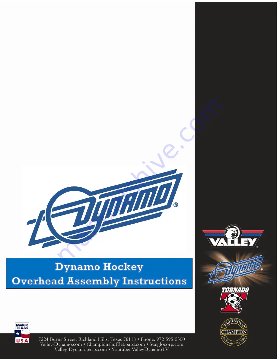 Valley Dynamo Hockey Assembly Instructions Manual Download Page 1