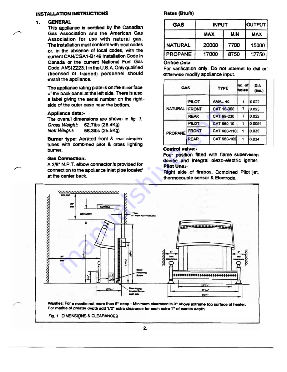 Valor 492CBC Installer'S & Owner'S Manual Download Page 3