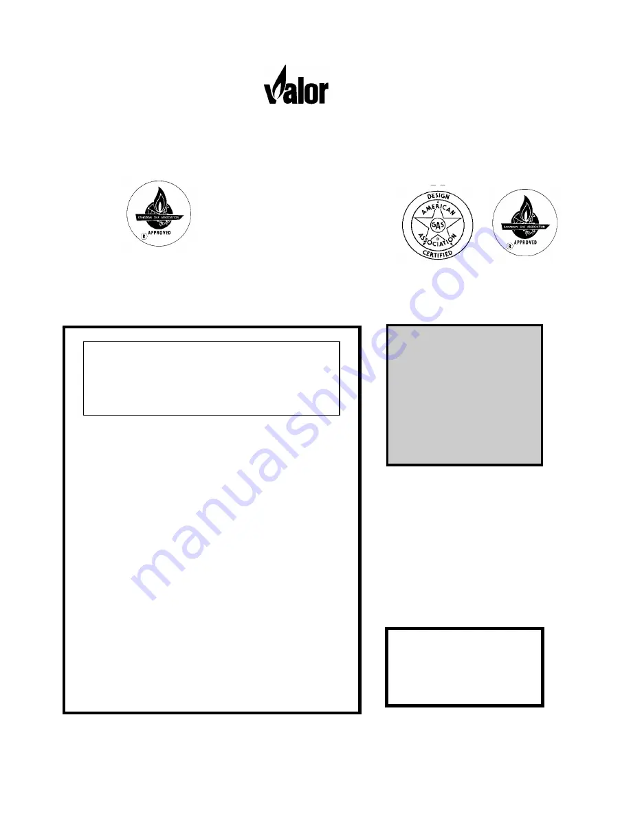 Valor 737AN Installation And Owner'S Manual Download Page 1