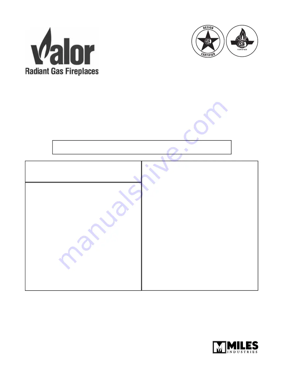 Valor 738BVN Installation And Owner'S Manual Download Page 1