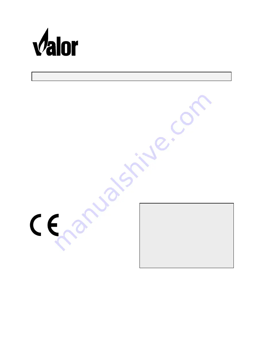 Valor ovation 810 Installation And Operating Manual Download Page 1