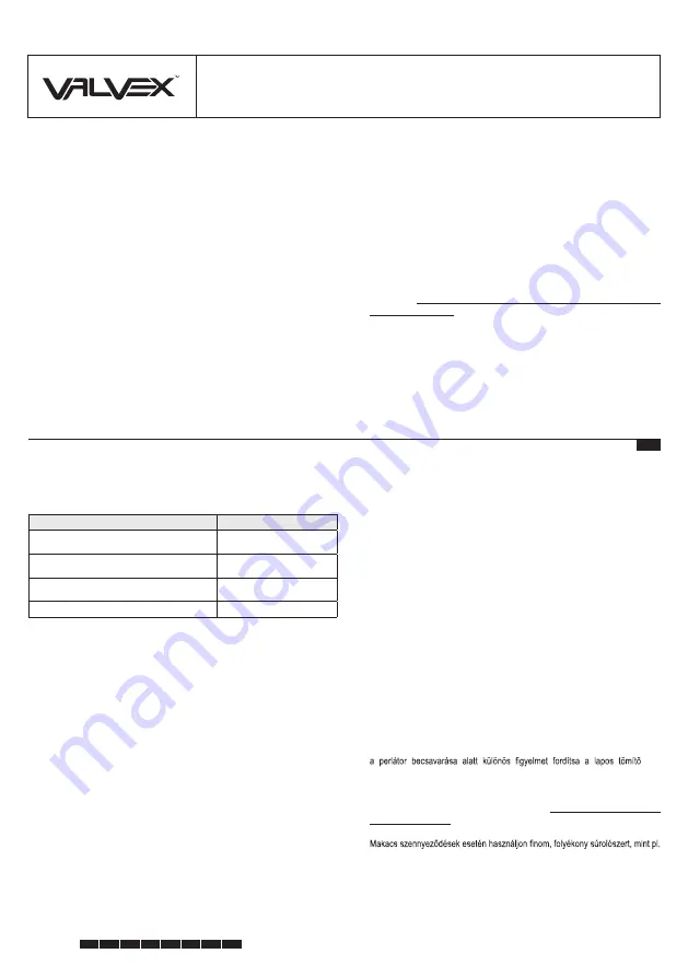 VALVEX VEGA SATYNA 2422250 Assembly And Operation Instructions Manual Download Page 4