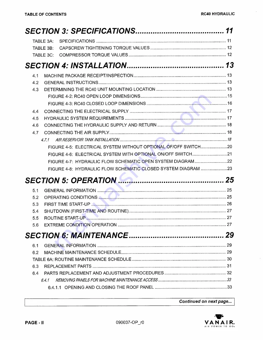 Vanair RC40 Installation, Operating, Maintenance And Parts Manual Download Page 7