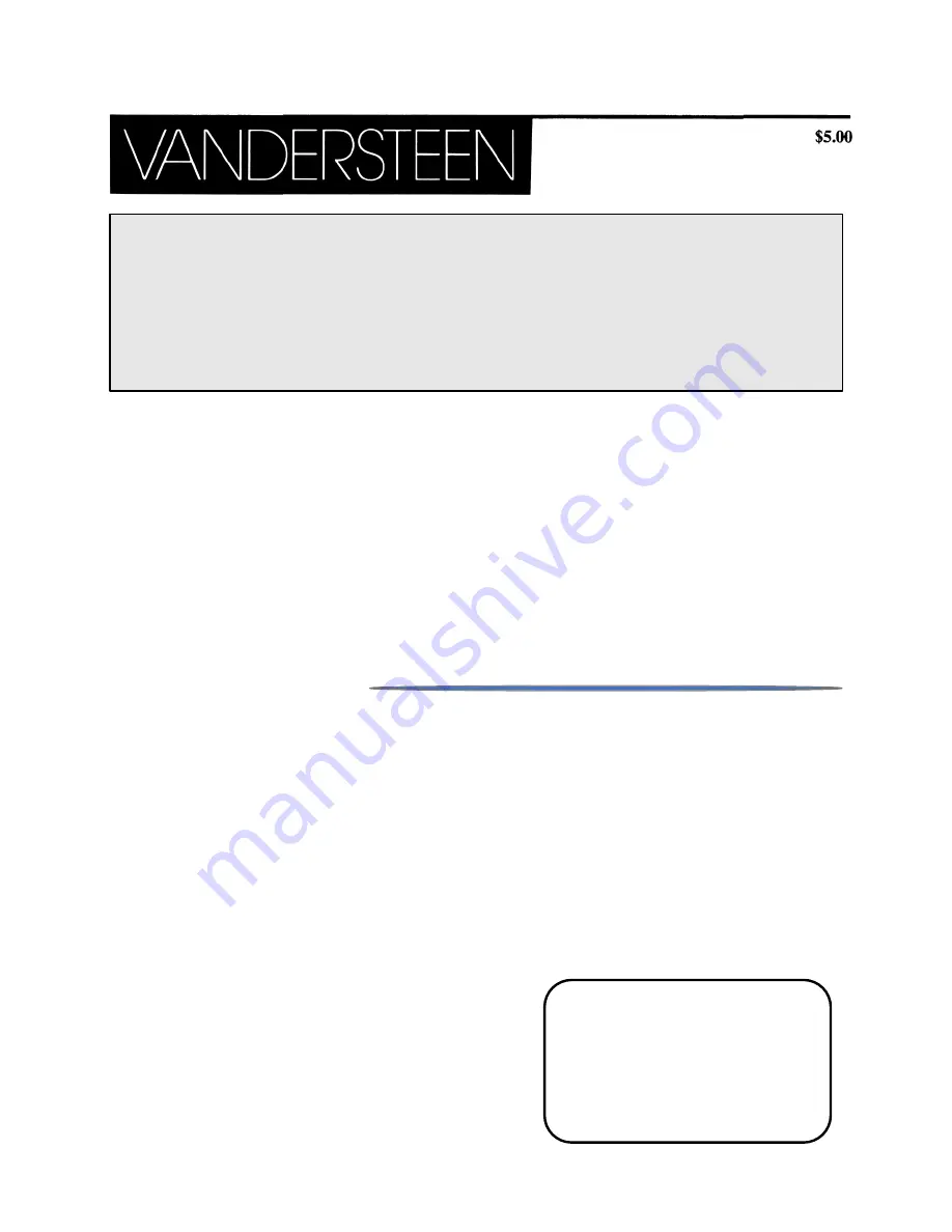 Vanderveen SUB THREE Quick Start Manual Download Page 1