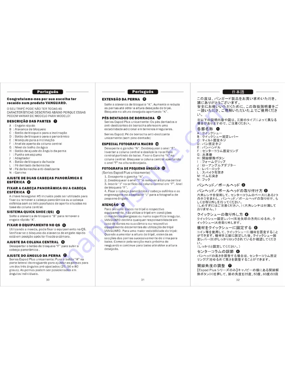 Vanguard ESPOD PLUS SERIES User Manual Download Page 11