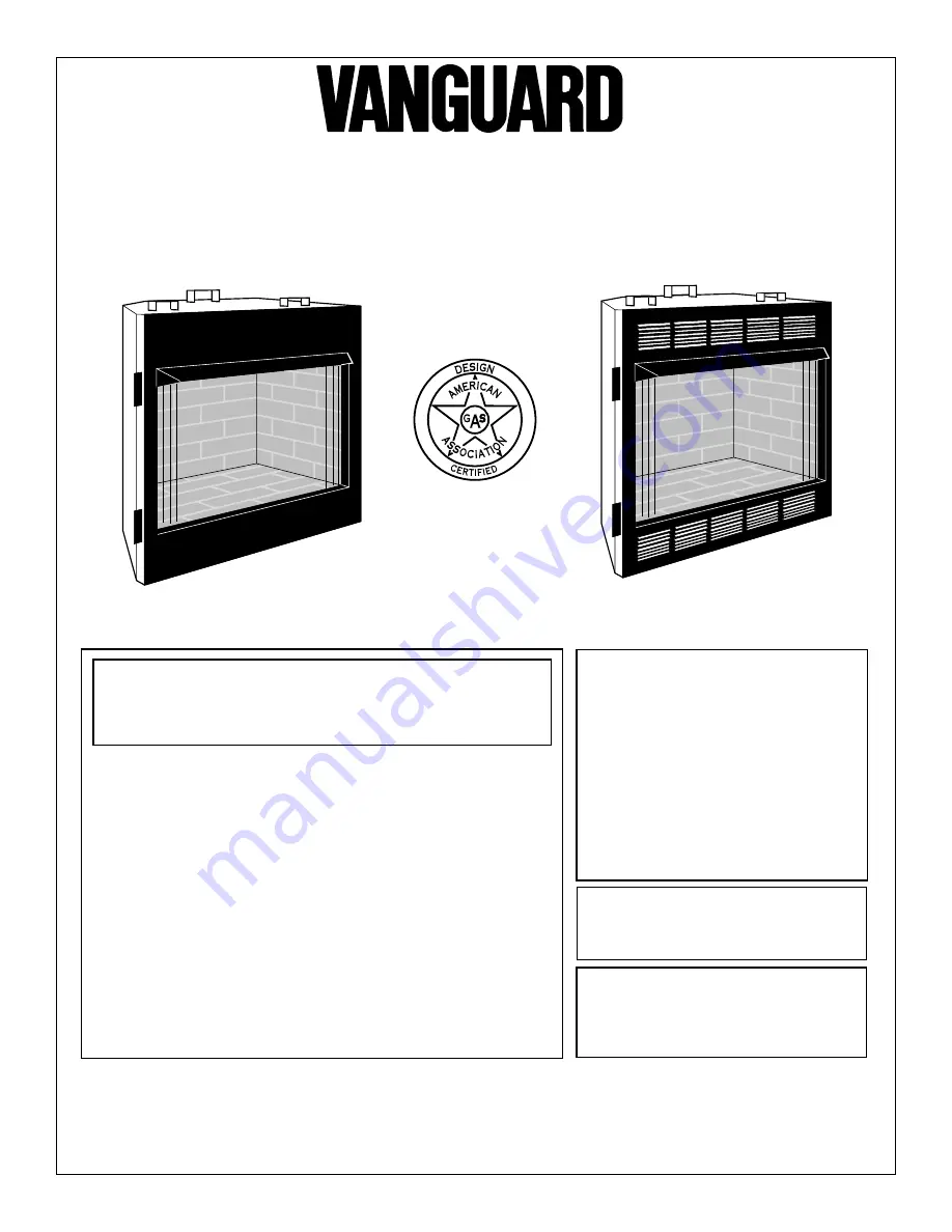 Vanguard FB36NCA, FB42NC, FB36CA, FB42C Owner'S Operation And Installation Manual Download Page 1