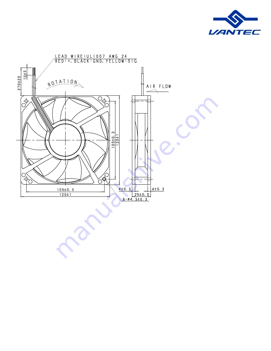 Vantec STEALTH SF12025L Specifications Download Page 1