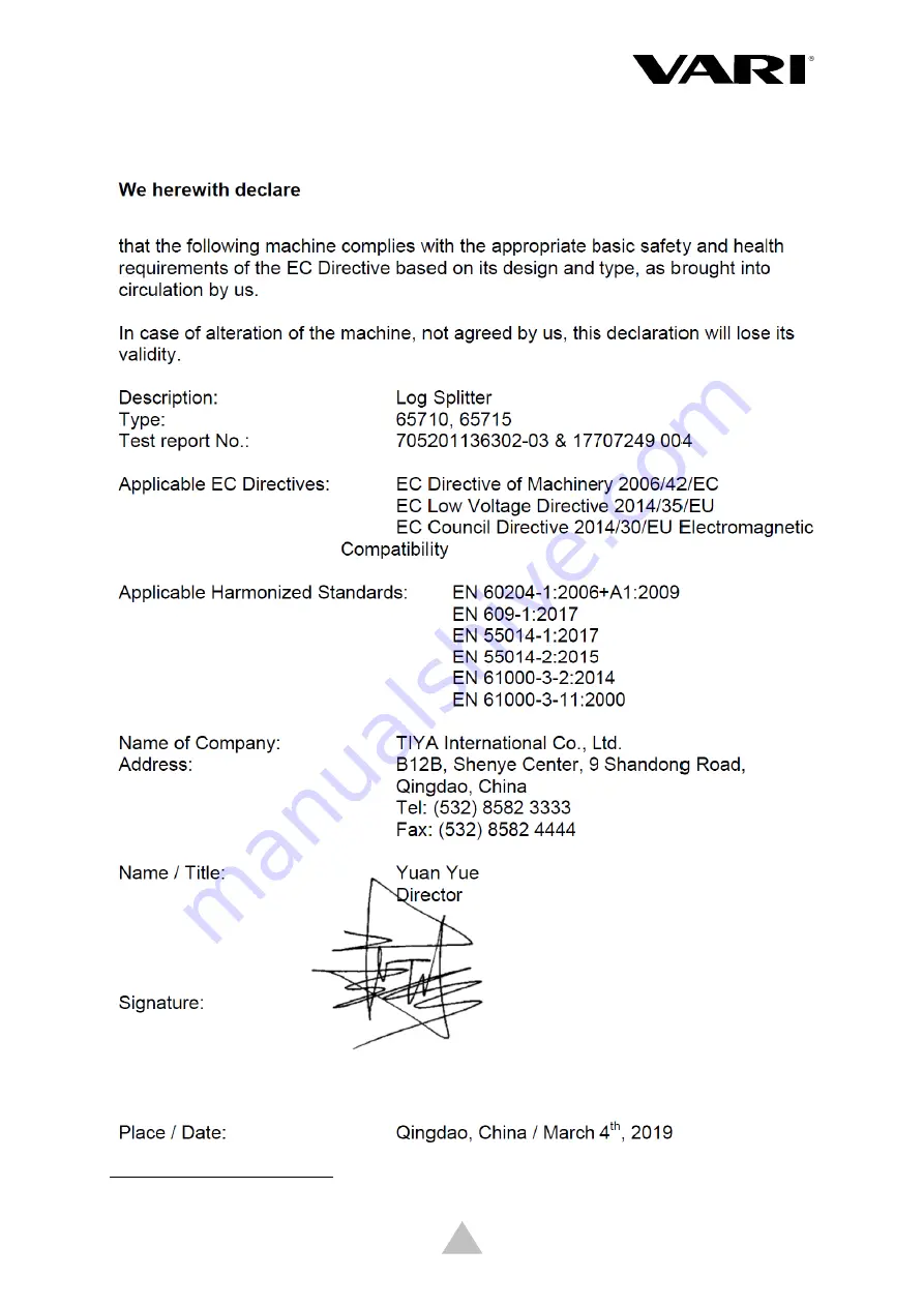 Vari 65715 Instructions For Use Manual Download Page 25