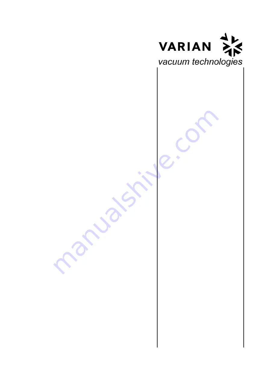 Varian 969-9357 Series Instruction Manual Download Page 1