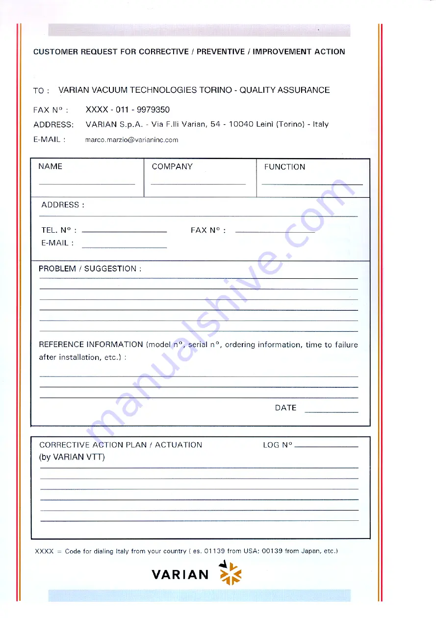 Varian Turbo-V250 Instruction Manual Download Page 4