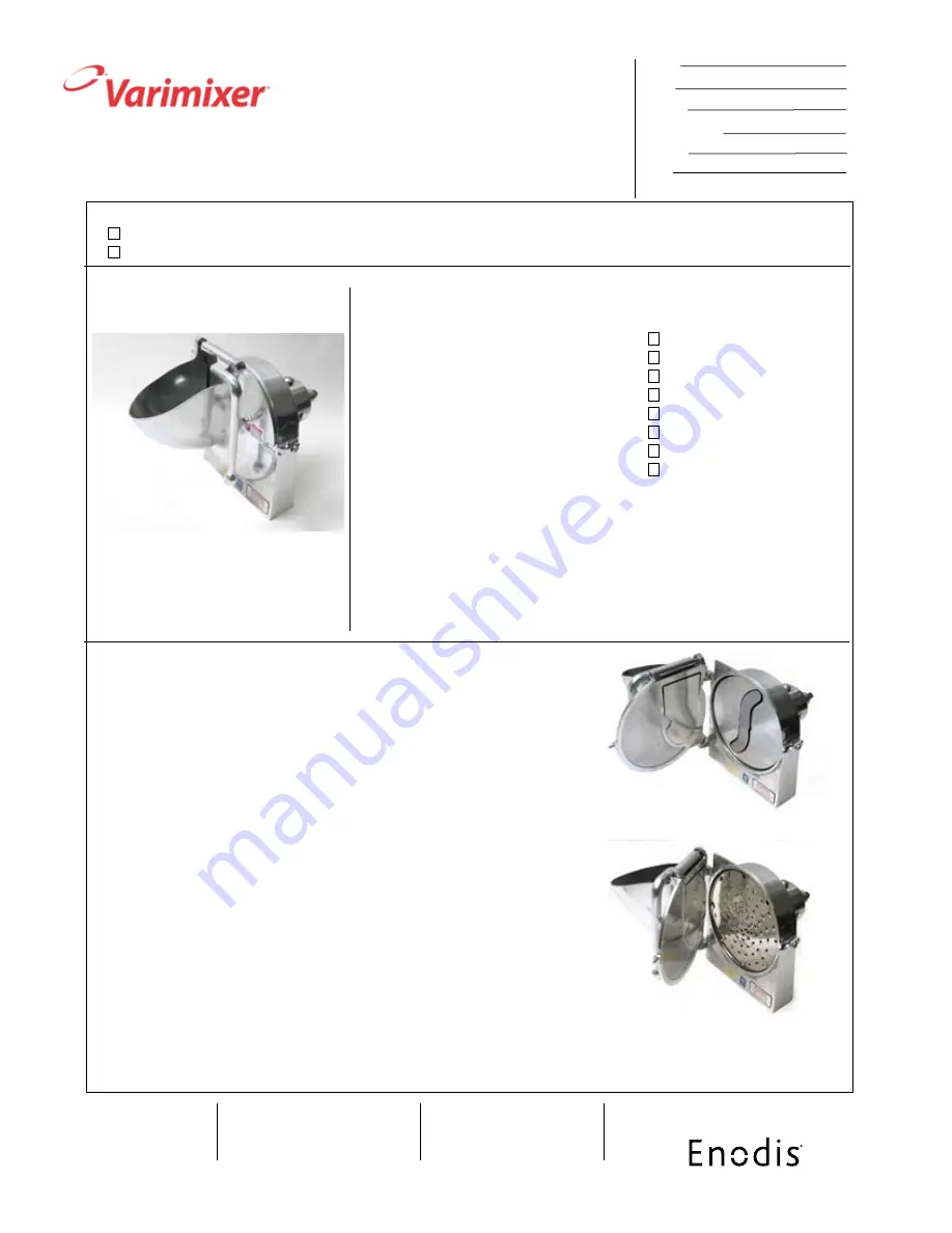 Varimixer 312GS Specification Sheet Download Page 1