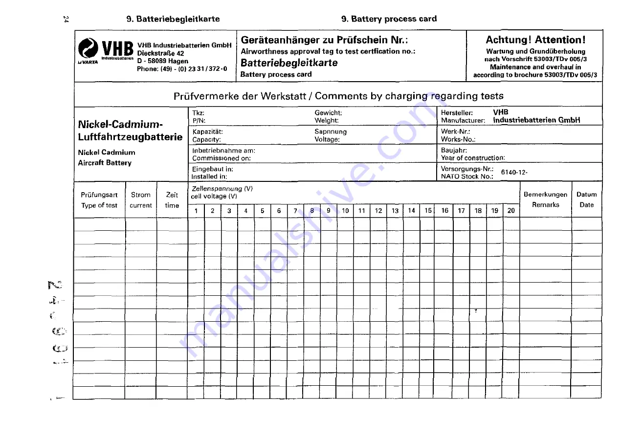 Varta F 20/15 H1 C Maintenance Manual Download Page 28